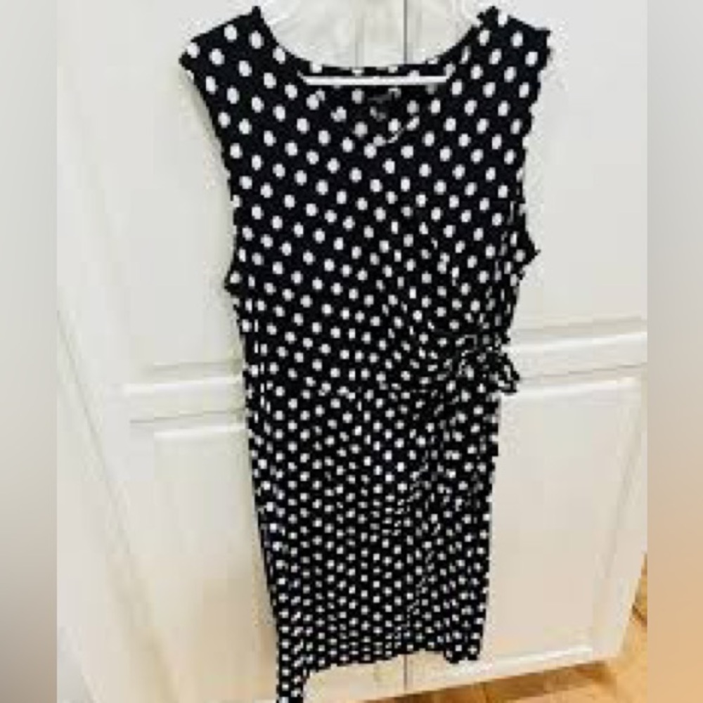 Talbots sleeveless sarong style polka dot dress